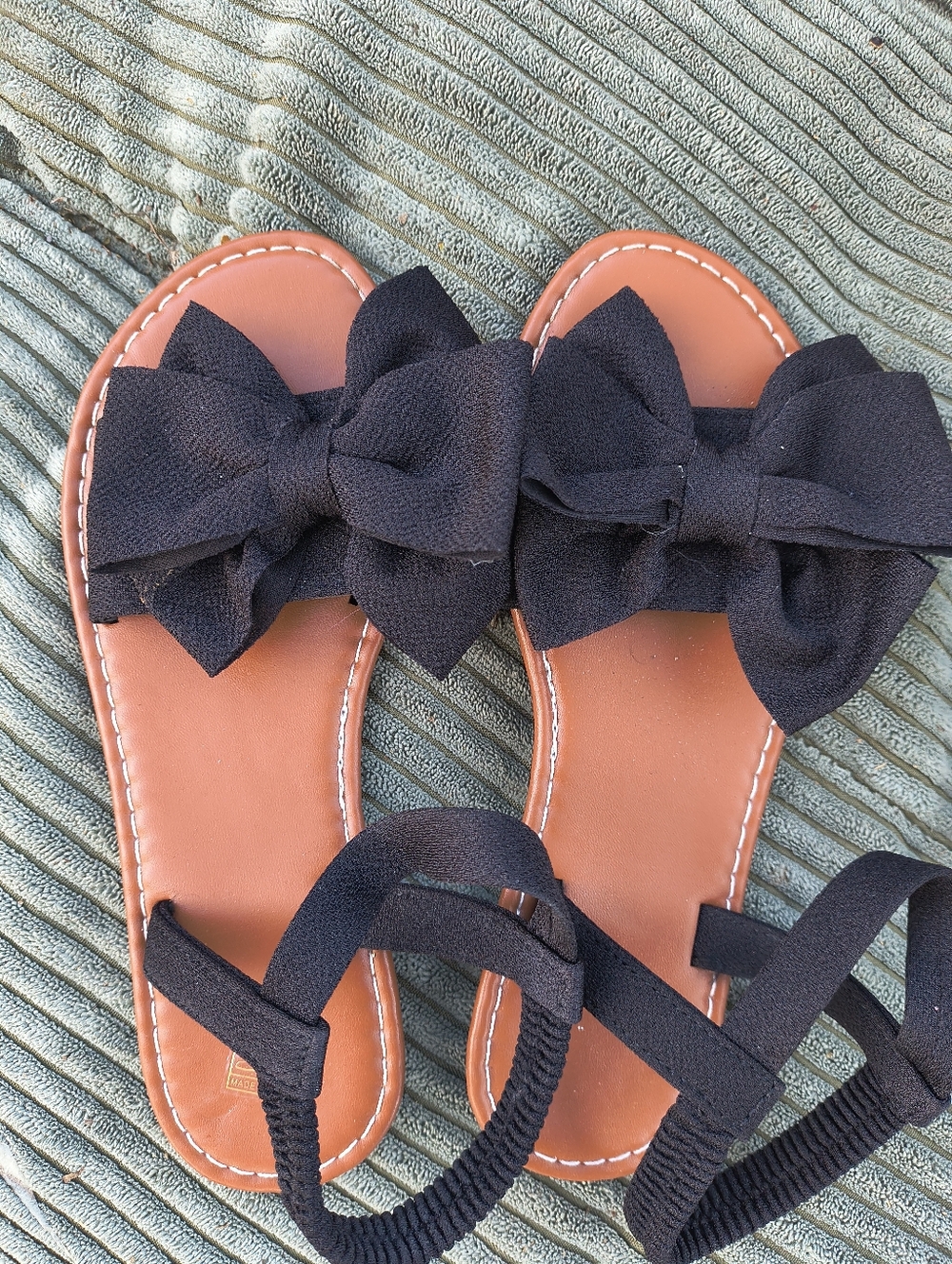 Kids Black Bow Strap Women's Slide Sandals